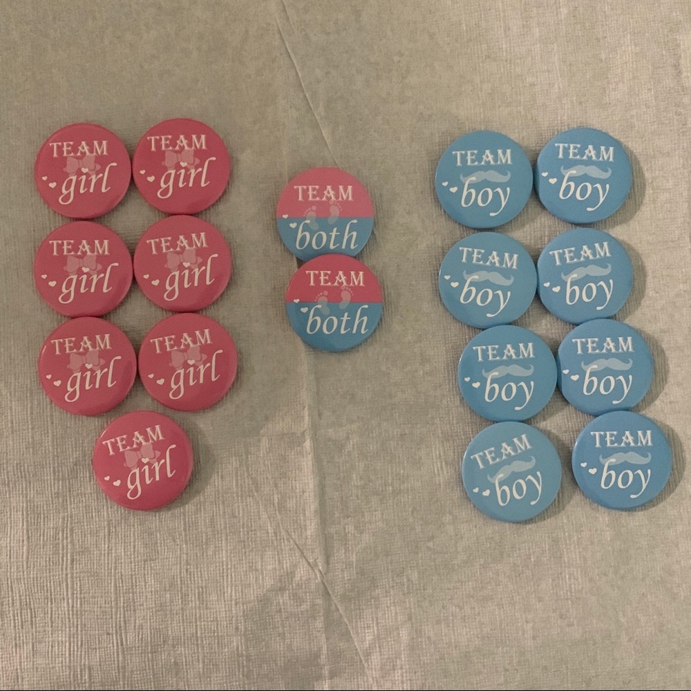 Gender Reveal Party Team Boy Team Girl Pins Pack